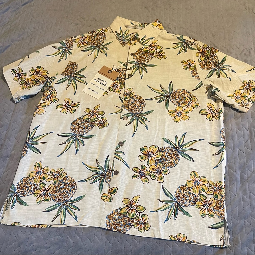 Island Republic silk Hawaiian‎ shirt mens size large NWT